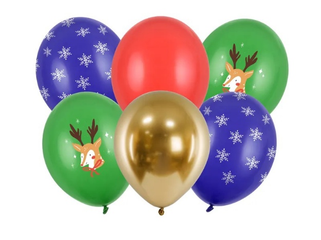 Obrázok z Latexové balóniky s Vianočným motívom - Rudolf 6 ks